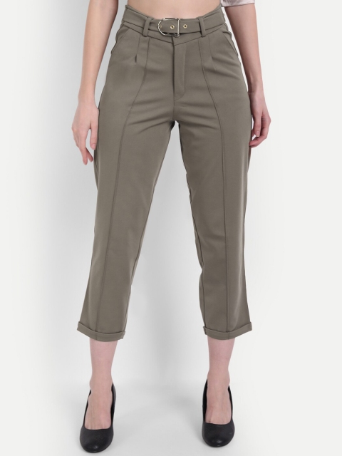 

Next One Women Olive Green Straight Fit High-Rise Trousers
