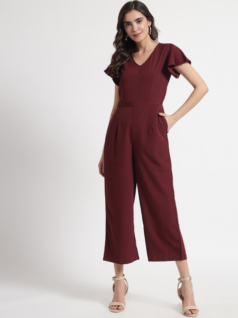 

COASTLAND Women Maroon Solid Basic Jumpsuit