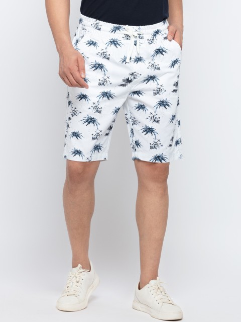 

Status Quo Men White Floral Printed Shorts