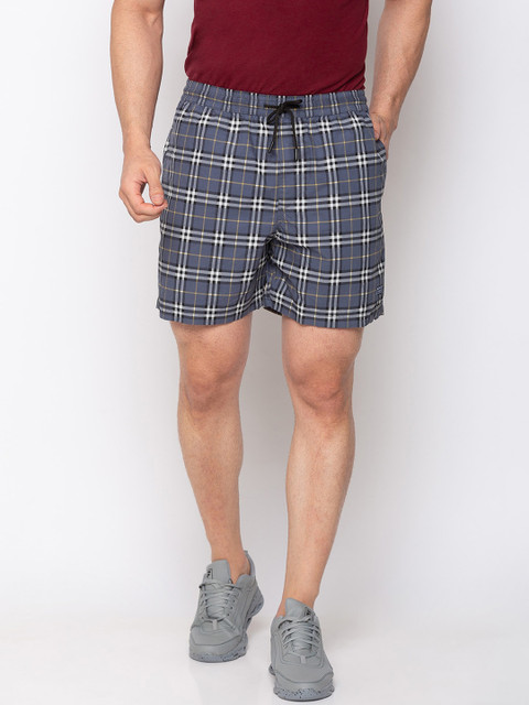 

Status Quo Men Grey Checked Sports Shorts