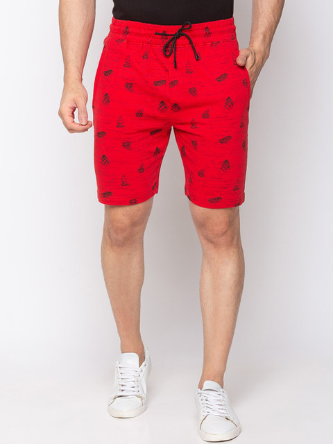 

Status Quo Men Red Printed Shorts
