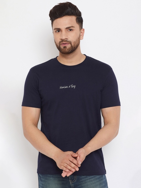 

HARBORNBAY Men Navy Blue Typography T-shirt