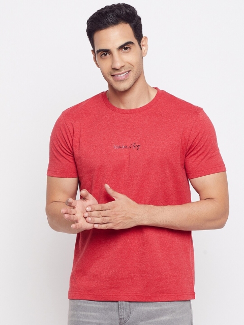 

HARBORNBAY Men Red Polo Collar Applique T-shirt