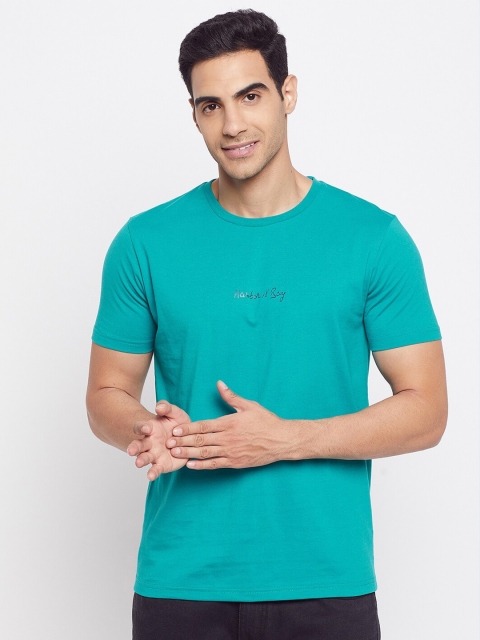 

HARBORNBAY Men Sea Green V-Neck T-shirt