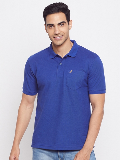 

HARBORNBAY Men Blue V-Neck Applique T-shirt