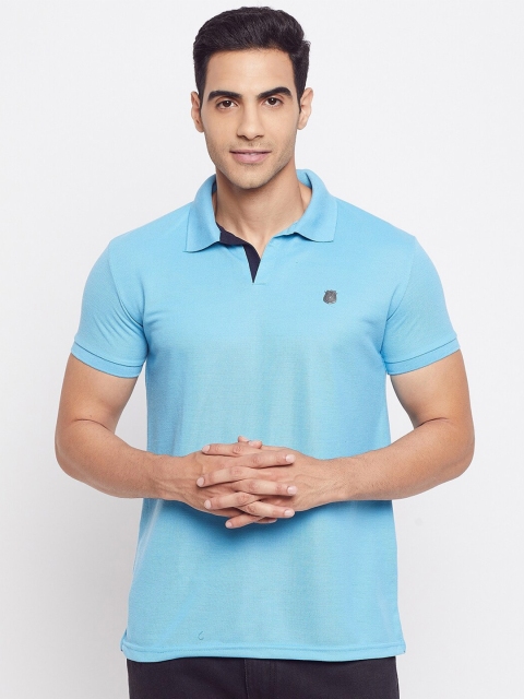 

HARBORNBAY Men Blue Raw Edge T-shirt
