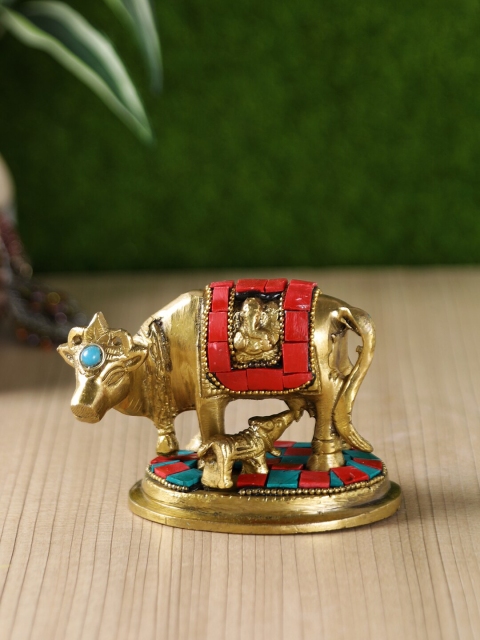 

Aapno Rajasthan Gold-Colored & Red Cow-Calf Figurine Showpieces