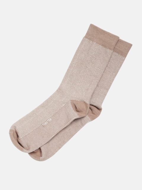 

Theater Men Beige & White Herringbone Socks