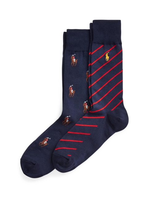 

Polo Ralph Lauren Pack of 2 Men Navy Blue Striped Cotton Socks