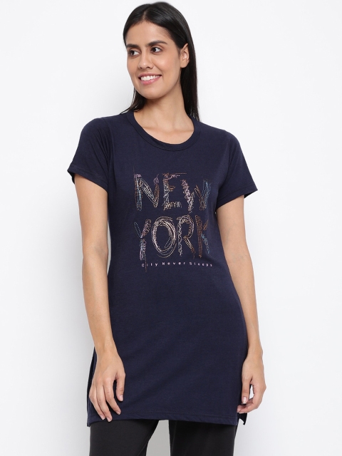 

Duchess Women Navy Blue Printed Lounge Tshirts