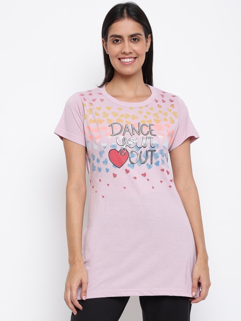 

Duchess Women Lavender-Colored & Blue Printed Lounge T-shirt