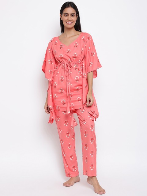 

Duchess Women Pink & White Printed Night suit
