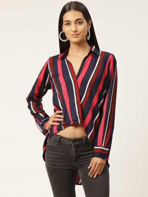 

IQRAAR Multicoloured Striped Shirt Style Top, Multi