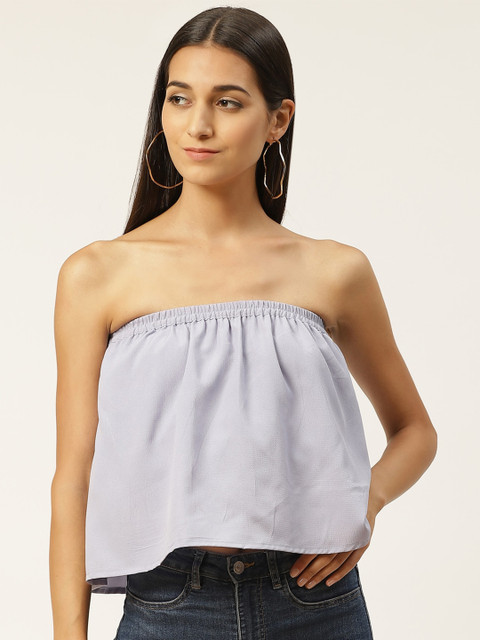 

IQRAAR Blue Tube Crop Top