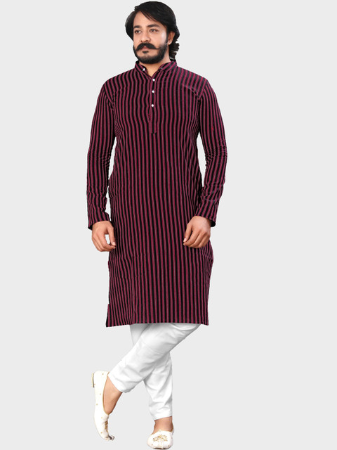 

amzira Men Maroon Printed Kurta with Dhoti Pants