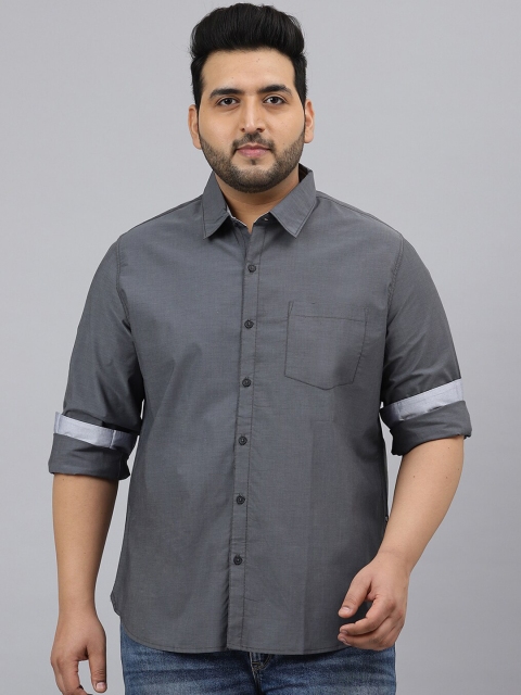 

Thomas Scott Plus Size Men Grey Casual Shirt