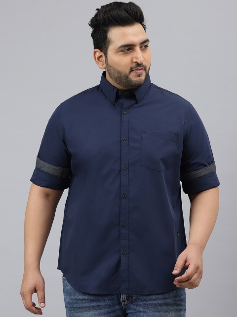 

Thomas Scott Plus Size Men Navy Blue Casual Shirt