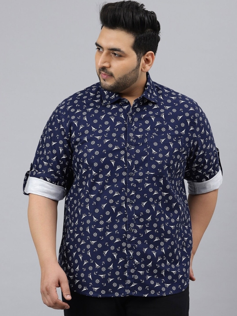 

Thomas Scott Men Navy Blue Printed Casual Shirt