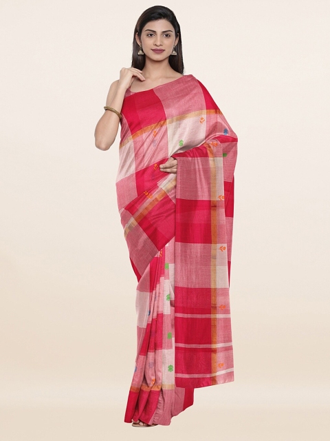 

Pothys Red & White Checked Pure Cotton Saree