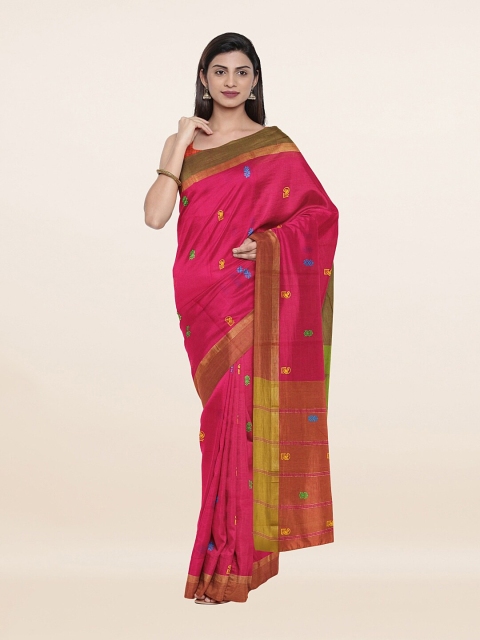 

Pothys Pink & Yellow Ethnic Motifs Pure Cotton Saree