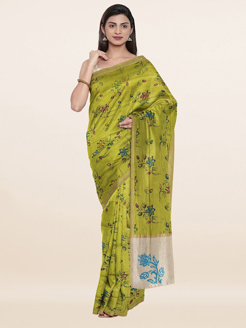 

Pothys Green & Blue Floral Printed Pure Cotton Saree