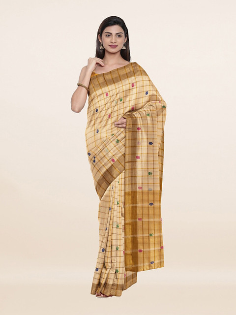 

Pothys Cream Checked Pure Cotton Sarees