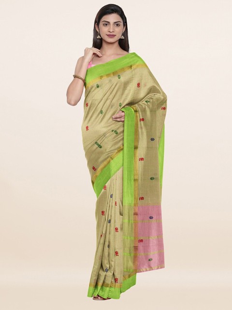 

Pothys Green & Red Woven Design Pure Cotton Saree