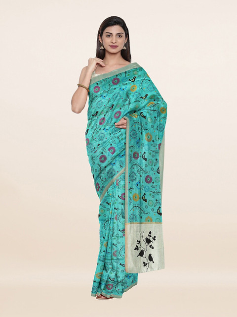 

Pothys Women Blue Abstract printed Cotton Sarees