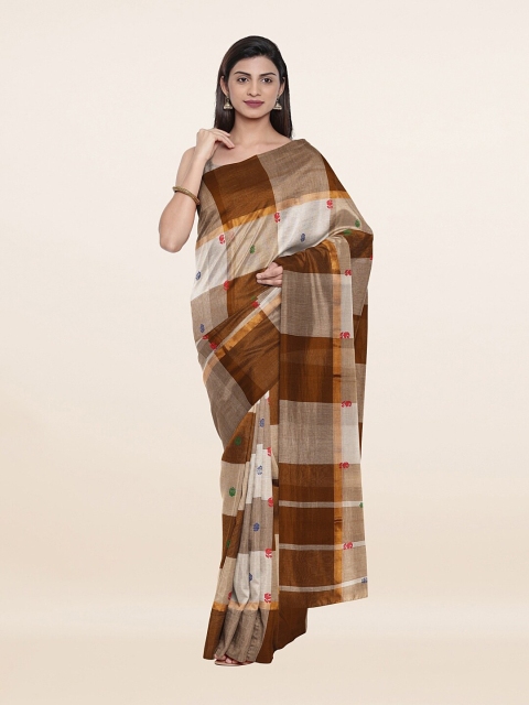 

Pothys Brown & White Checked Zari Pure Cotton Saree