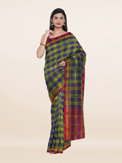 

Pothys Green & Yellow Checked Pure Cotton Saree