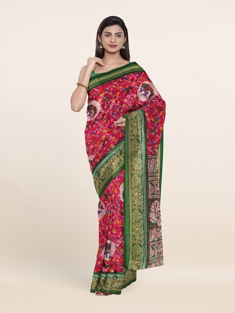 

Pothys Pink & Green Floral Printed Saree