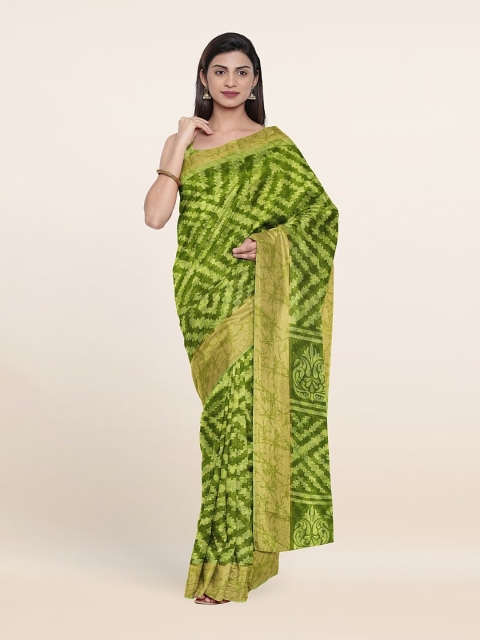

Pothys Green Zari Geometric Printed Saree