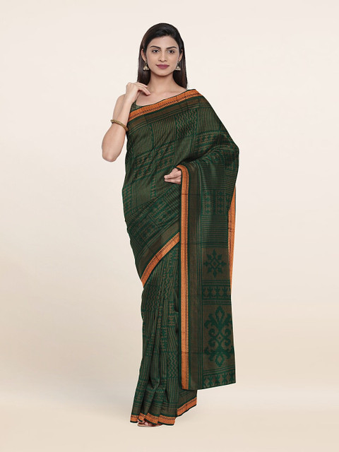 

Pothys Green Cotton Blend Saree