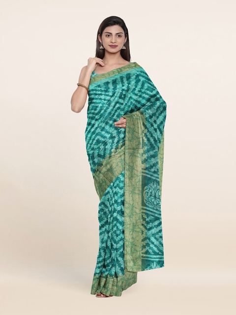 

Pothys Blue & White Printed Cotton Blend Saree