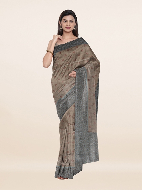 

Pothys Tan & Grey Woven Design Pure Cotton Saree