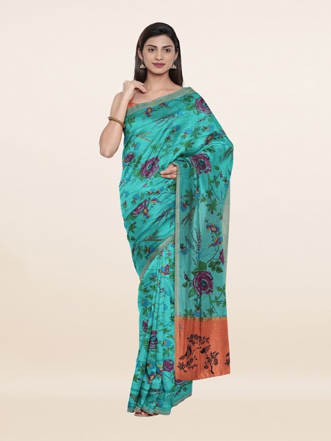 

Pothys Blue & Green Floral Pure Cotton Saree