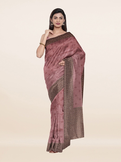 

Pothys Mauve & Brown Floral Pure Cotton Saree