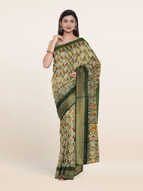 

Pothys Green & Red Floral Printed Saree