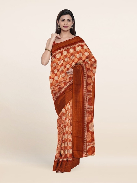 

Pothys Rust & Cream Geometric Printed Saree