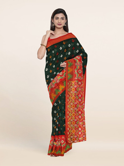 

Pothys Green & Black Floral Saree