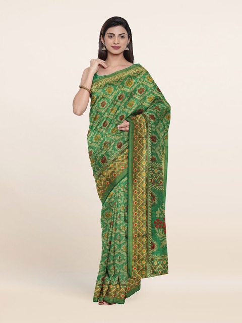

Pothys Green & Maroon Floral Printed Cotton Blend Saree