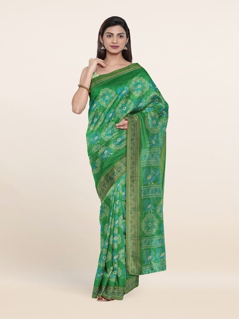 

Pothys Green & Blue Ethnic Motifs Saree