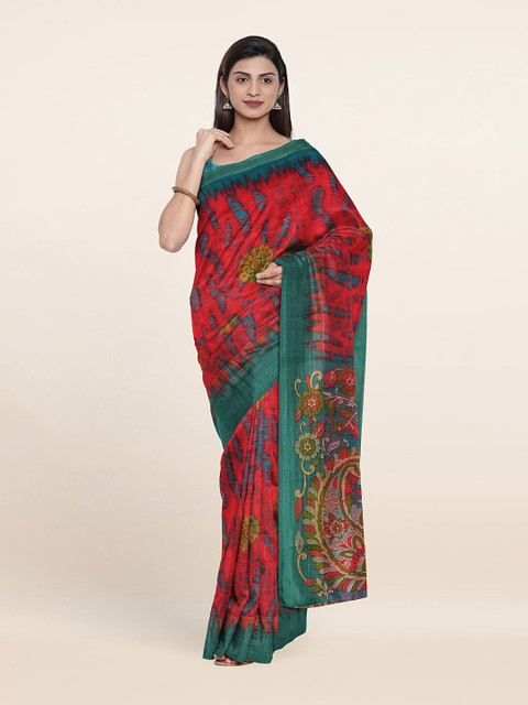 

Pothys Pink & Green Ethnic Motifs Saree