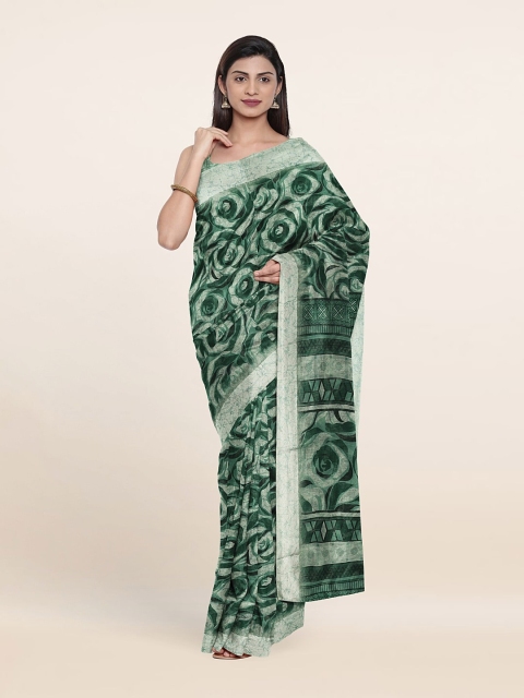 

Pothys Green & Cream-Coloured Floral Saree