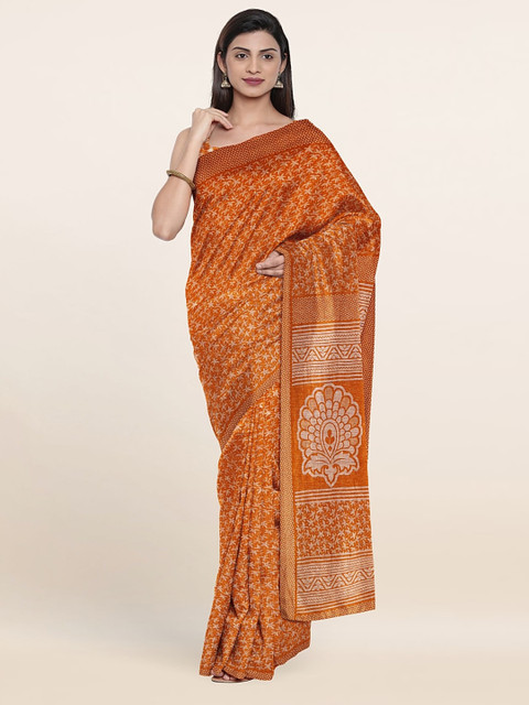 

Pothys Orange & White Floral Saree