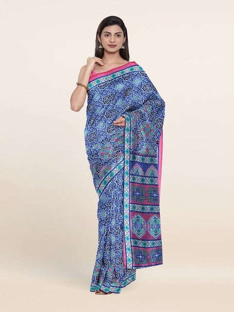 

Pothys Blue & Pink Floral Saree