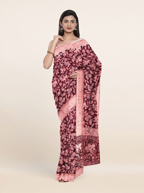 

Pothys Violet & Brown Floral Saree