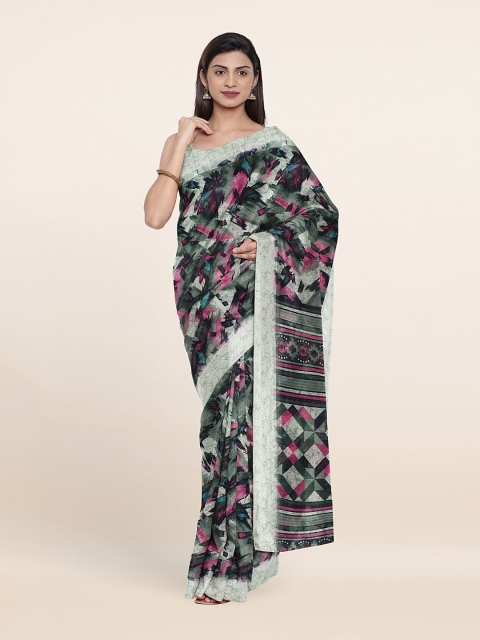 

Pothys Grey & Pink Cotton Blend Printed Saree