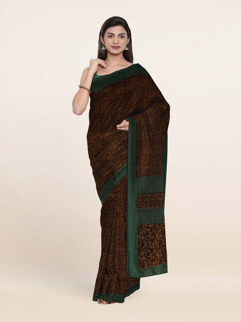 

Pothys Brown & Green Floral Zari Saree