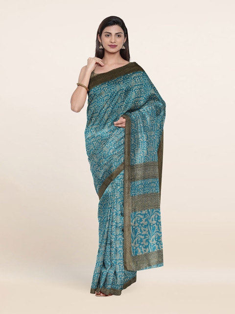 

Pothys Blue & Grey Ethnic Motifs Saree